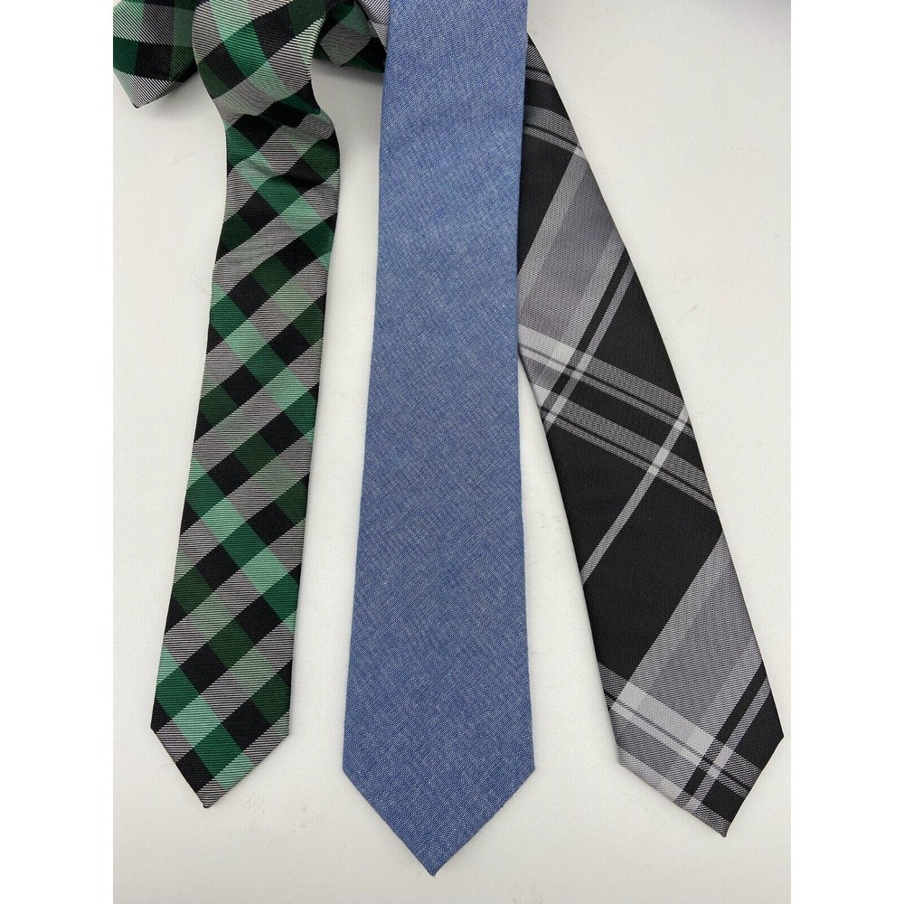 American Eagle Express Banana Republic Men’s Ties Lot of 3 Plaid Solid Logo